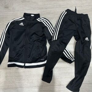 Adidas Black Tracksuit with White Stripes